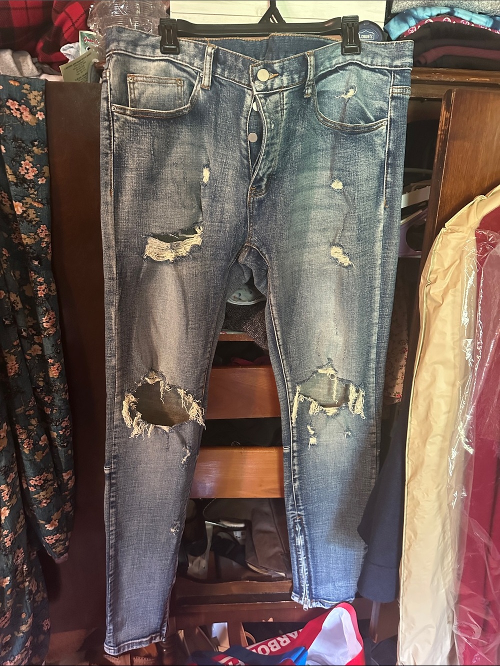 MNML Distressed Light Blue Skinny Jeans